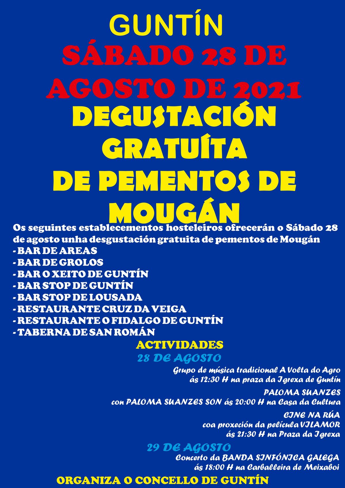 SÁBADO 28: DEGUSTACIÓN GRATUÍTA DE PEMENTOS DE MOUGÁN